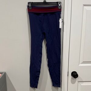 PINK‎ Victoria's Secret Navy Blue Leggings with Striped Fold Over Waist (A1-3)